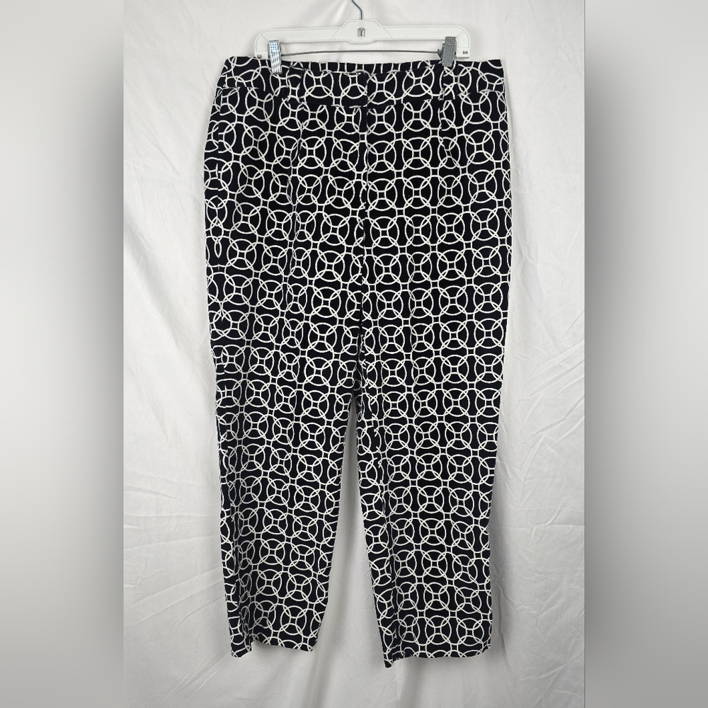 Talbots Woman Stretch Velvet Geometric Pants sz 16W Business Casual Artsy